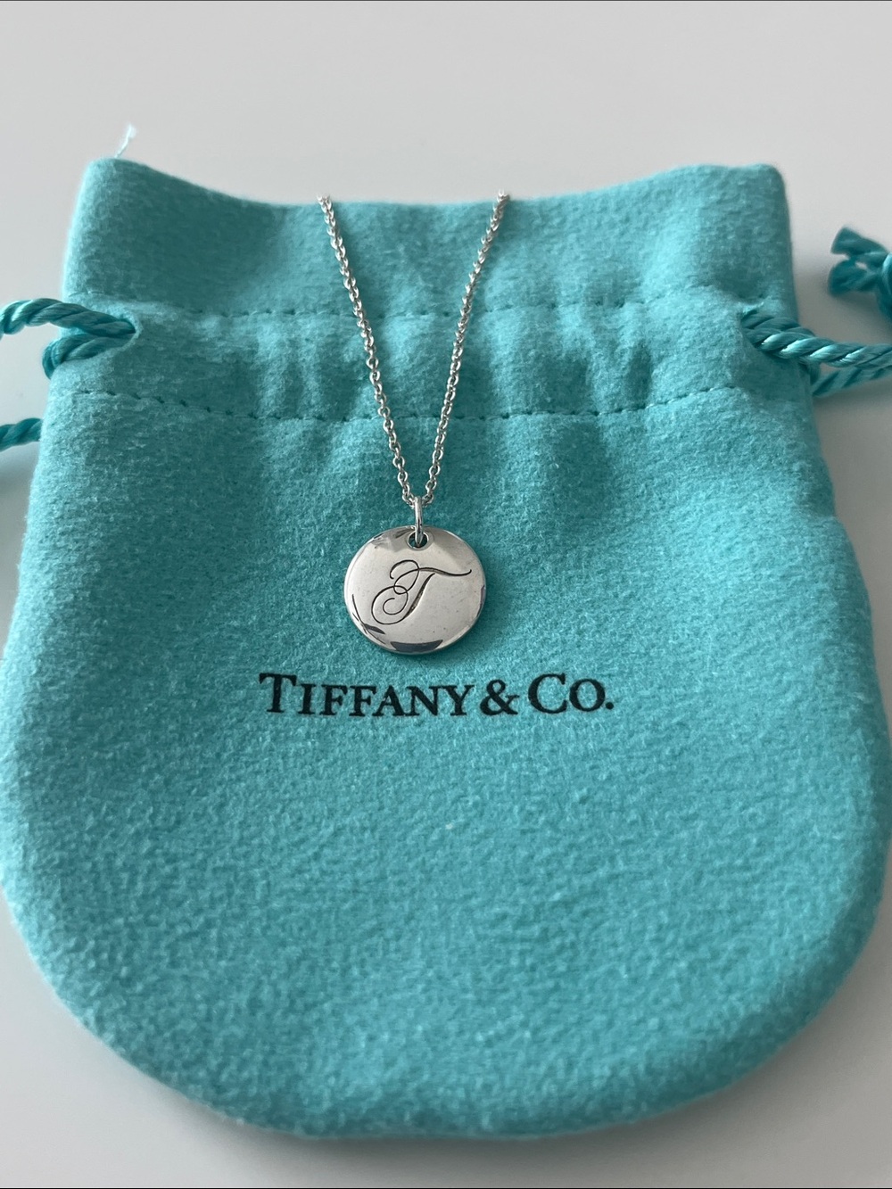 Tiffany & Co. Mini T Initials Notes Charm on a Chain in Sterling Silver
